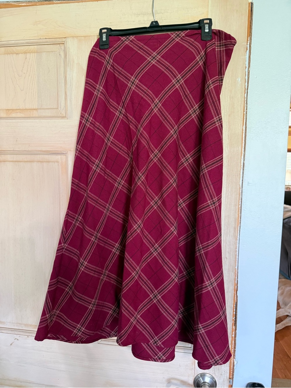croft & barrow Burgundy Plaid A-Line Skirt